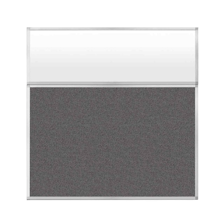 Versare Hush Panel Configurable Cubicle Partition 6' x 6' W/ Window Charcoal Gray Fabric Frosted Window 1852336-3